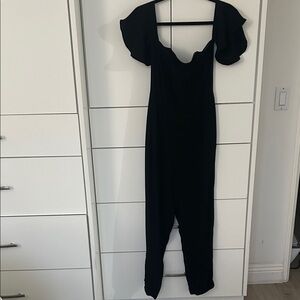Black Ruffle Sleeve Jumpsuit
